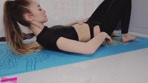Yoga session Ends with a Cumshot on her Belly after hot steamy sex - SolaZola