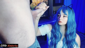 Prone Bone Fuck and Creampie for Cute Teen with Blue Hair - Little Kimberley
