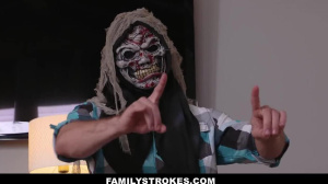 FamilyStrokes - Tricked My Slutty Step Sisters Into Riding And Sucking My Cock On Halloween