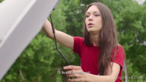 Cute Skinny Virgin Waits For Help And Gets Banged Outdoors